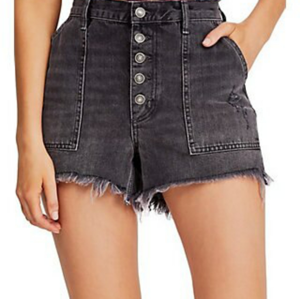 Free People Jesse Cutoff Denim Carpenter Shorts